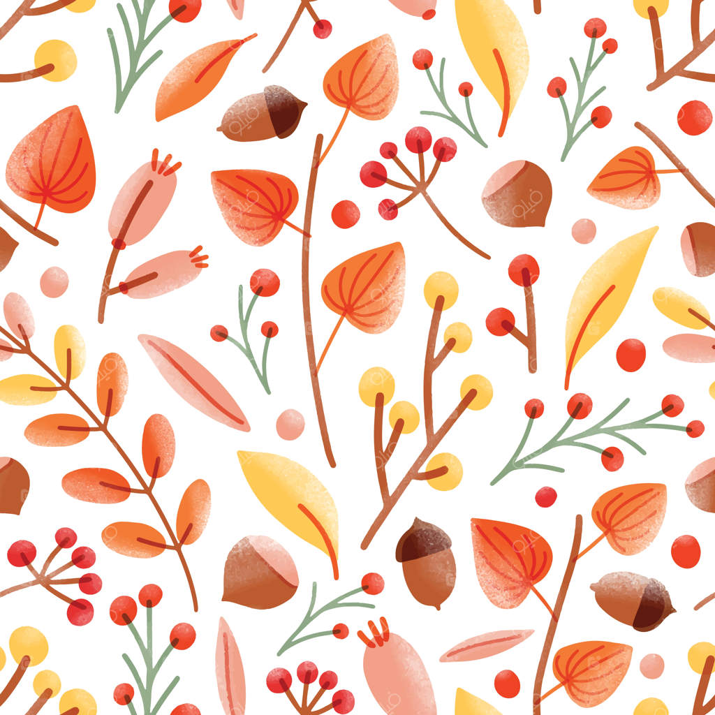 طرح پاییزی با بلوط، آجیل، عروسک پشت پرده و توت نمدار