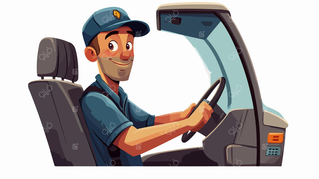 تصویرسازی وکتور کارتونی راننده اتوبوس حرفه‌ای