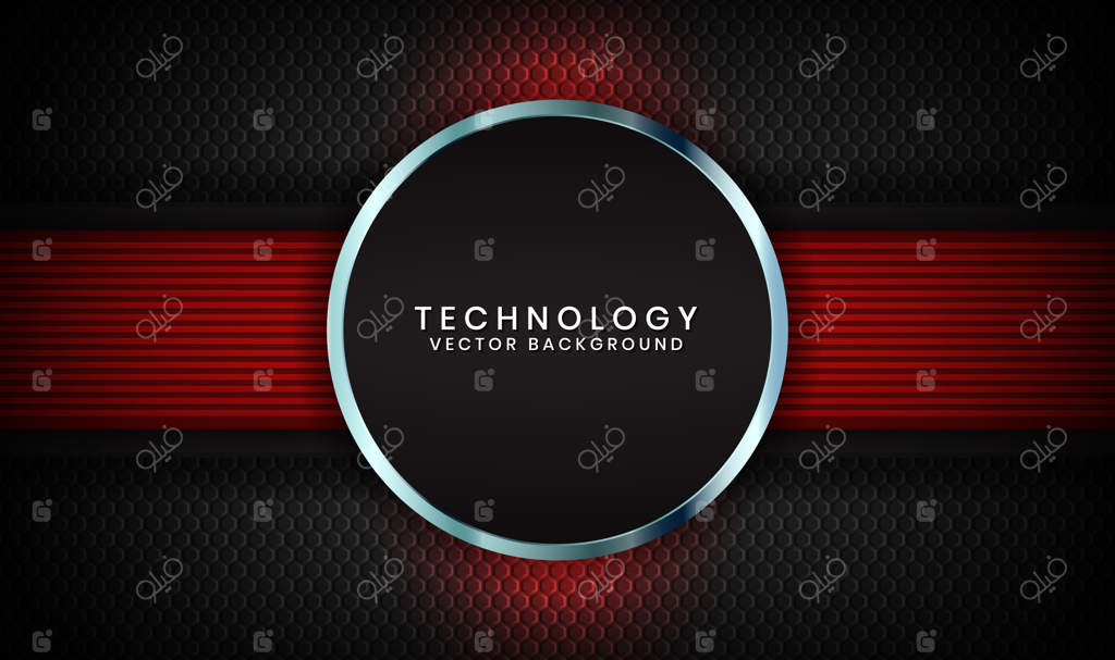 پیش‌زمینه تکنولوژی سه‌بعدی انتزاعی با نور قرمز در فضای تاریک