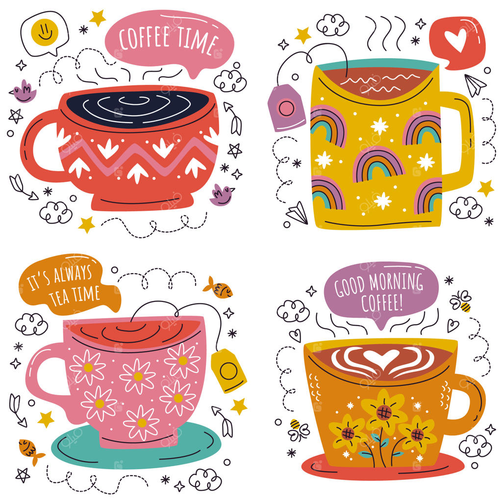 برچسب‌های دست‌ساز زمان چای و قهوه