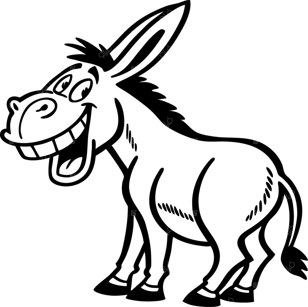 شخصیت کارتونی الاغ شاد برای کتاب رنگ‌آمیزی کودکان و تصویرسازی‌های سرگرم‌کننده