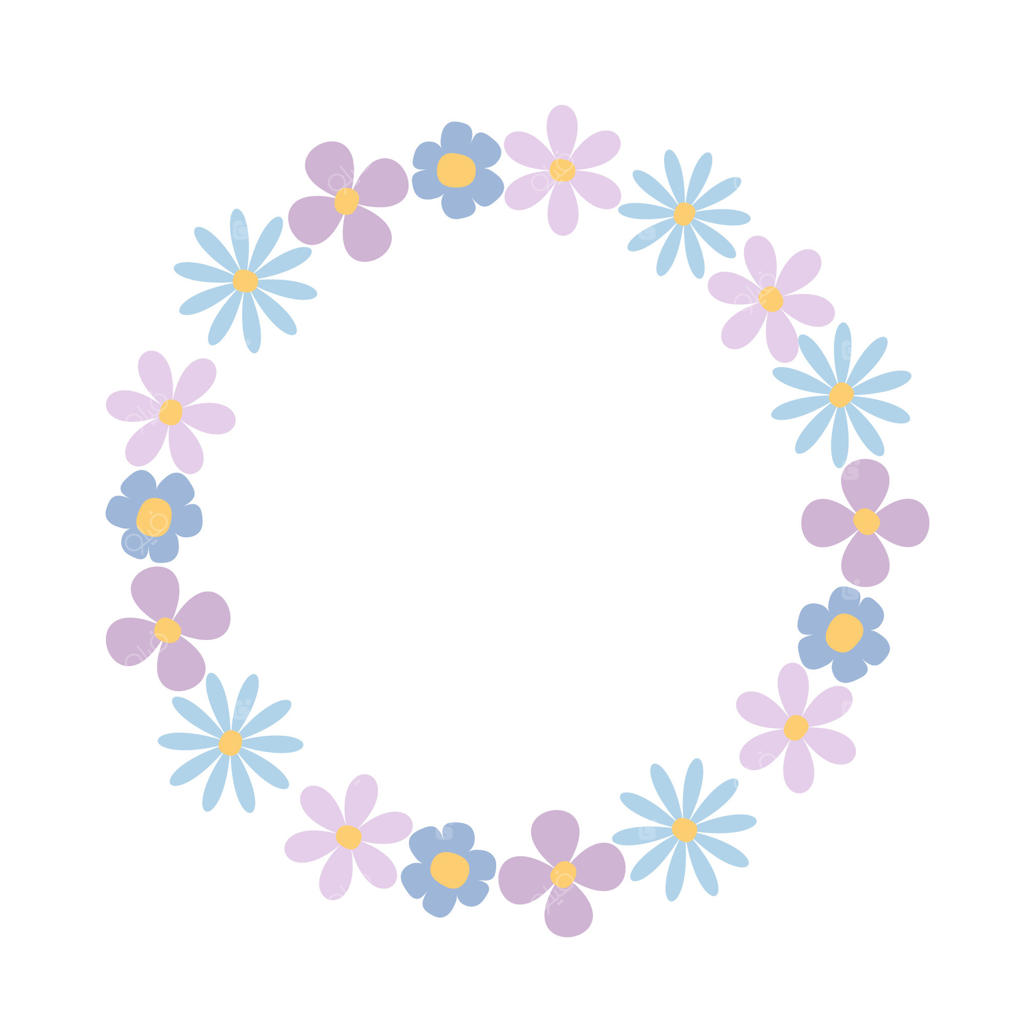 قابی گرد و زیبا با گل‌های رمانتیک بنفش و صورتی. دعوت‌نامه عروسی.