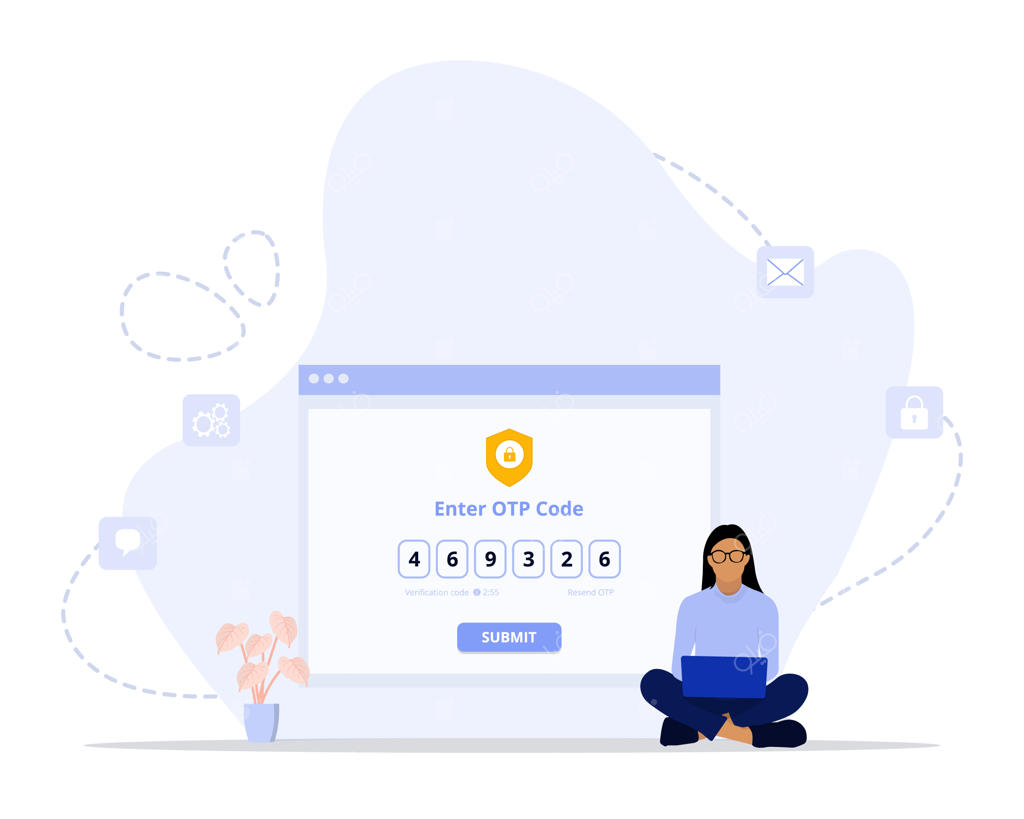 تصویرسازی مفهوم وارد کردن رمز یک‌بار مصرف