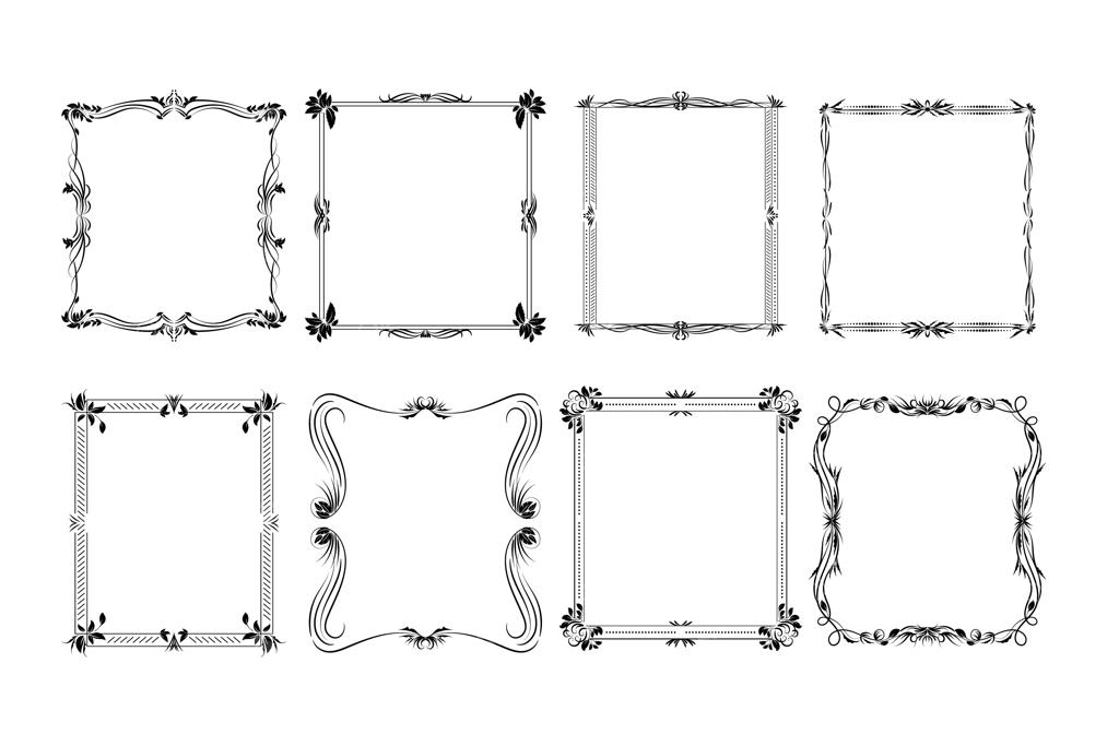 مجموعه‌ای از قاب‌های تزئینی وینتیج خالی