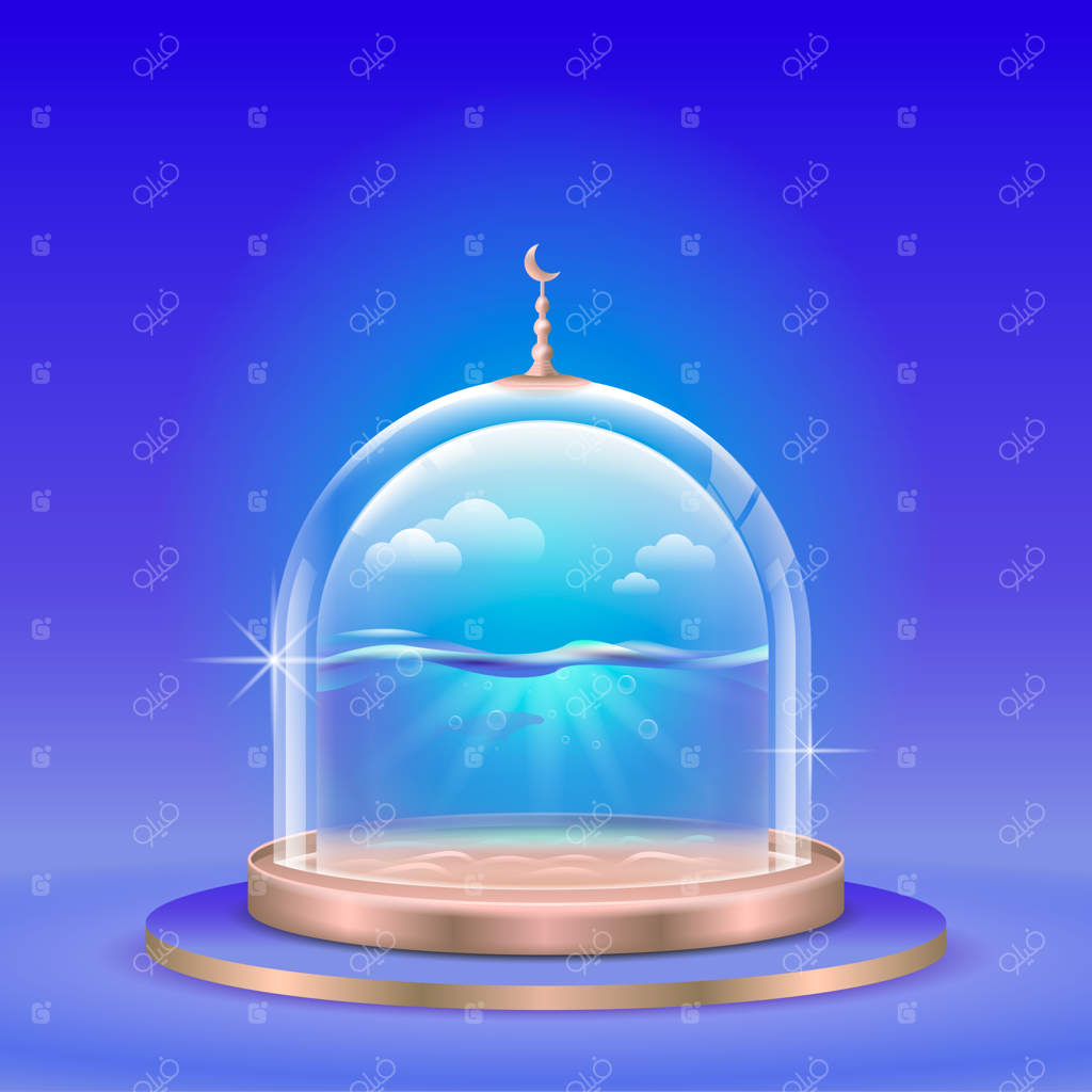 طرح محصول گنبد شیشه‌ای مدرن یا استند با مفهوم طراحی شیشه‌ای گنبدی