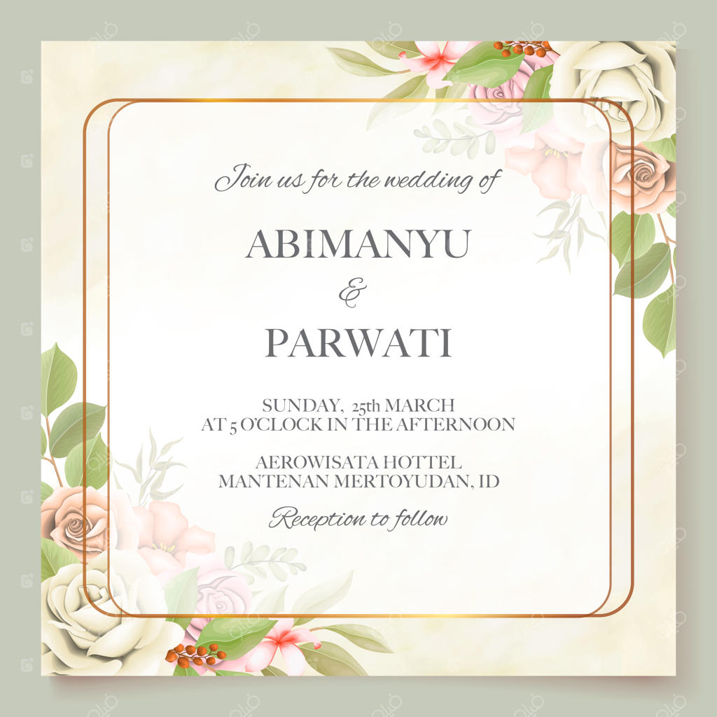 دعوتنامه عروسی شیک با طرح گل‌ها