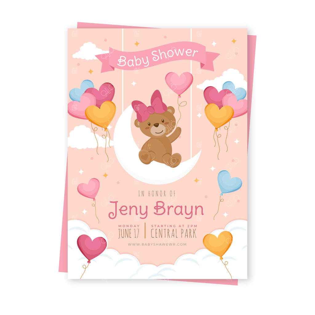 طرح دعوت‌نامه جشن سیسمونی دختر بچه