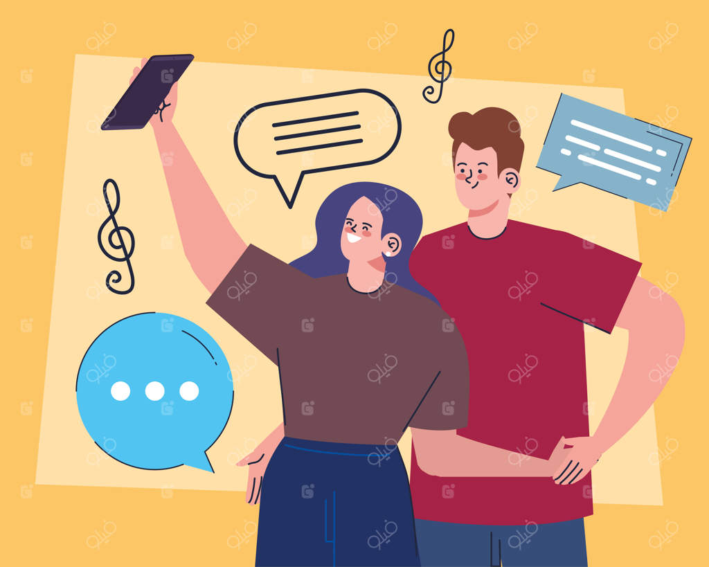 زوجی با گوشی هوشمند سلفی می‌گیرند