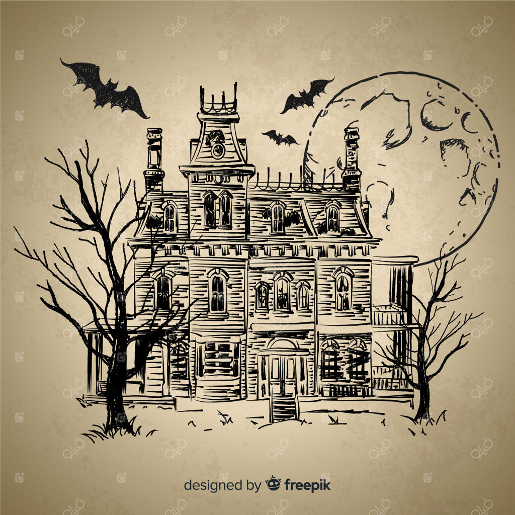 خانه هالووین که با دست کشیده شده