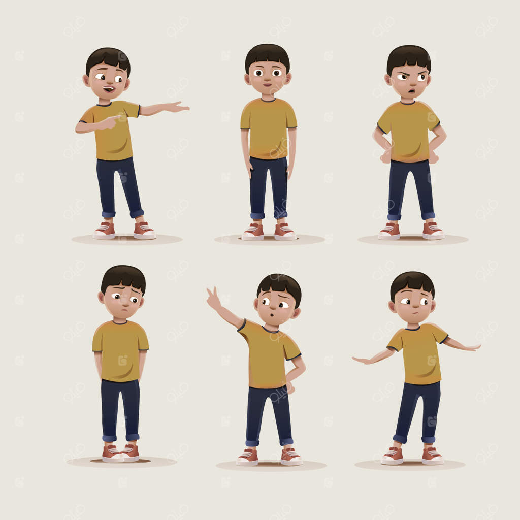 مجموعه طراحی کاراکتر پسرانه - وکتور ماسکات