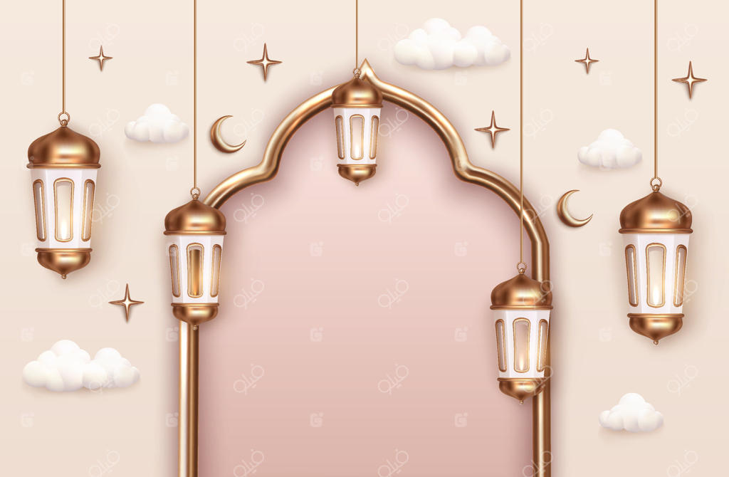 پس‌زمینه واقعی عید قربان با فانوس‌های طلایی