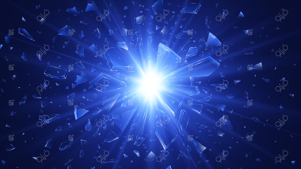 تکه‌های شیشه شکسته، پس‌زمینه انفجار انتزاعی، تصویرسازی