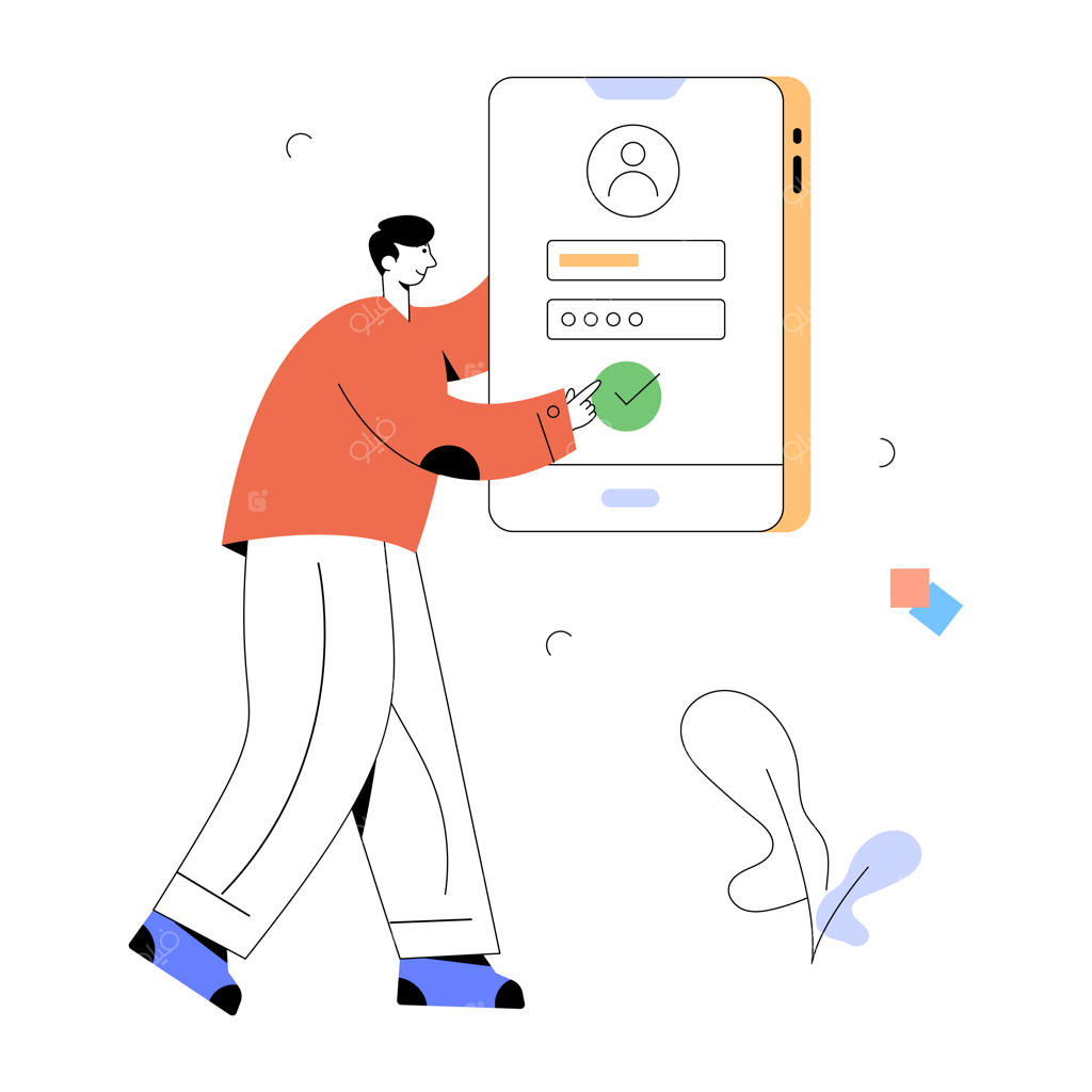 تصویرسازی تخت (Flat) ورود با موبایل با قابلیت شخصی‌سازی