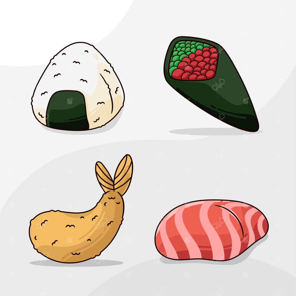 مجموعه‌ ای از تصاویر کارتونی بامزه سوشی