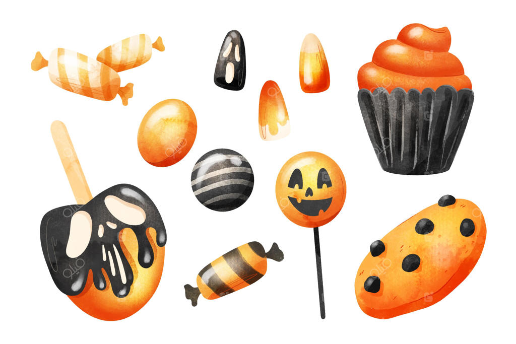 مجموعه آب‌رنگی آب‌نبات‌های هالووین