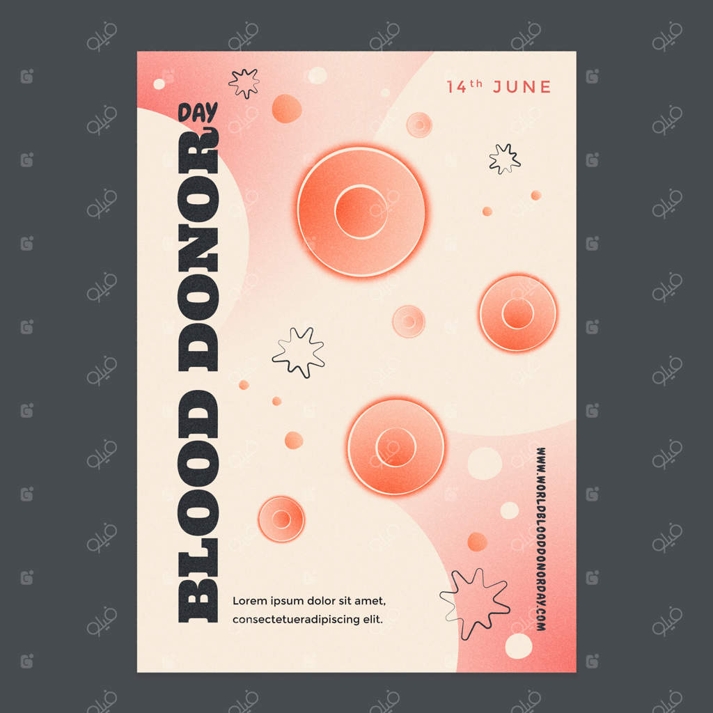 قالب پوسترفی روز جهانی اهدای خون با طراحی گرادیان عمودی