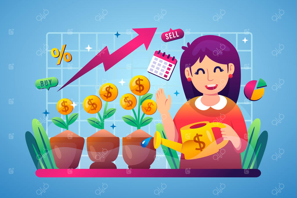 طرح دستی مفهوم سرمایه‌گذاری‌ها