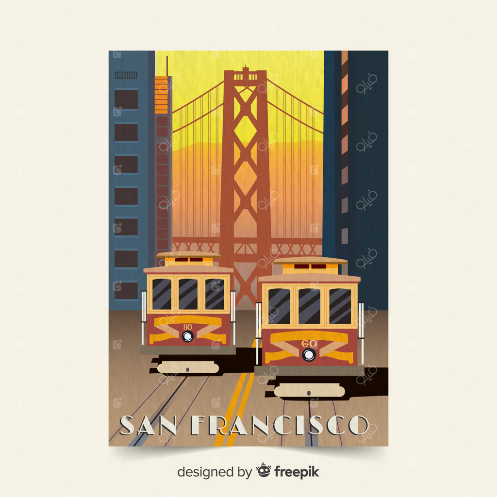 قالب بروشور تبلیغاتی سان فرانسیسکو به سبک رترو