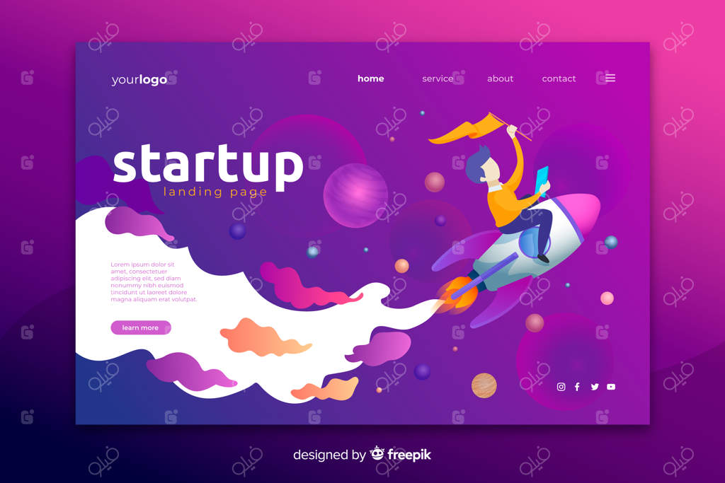 صفحه معرفی استارتاپ با طراحی فضایی