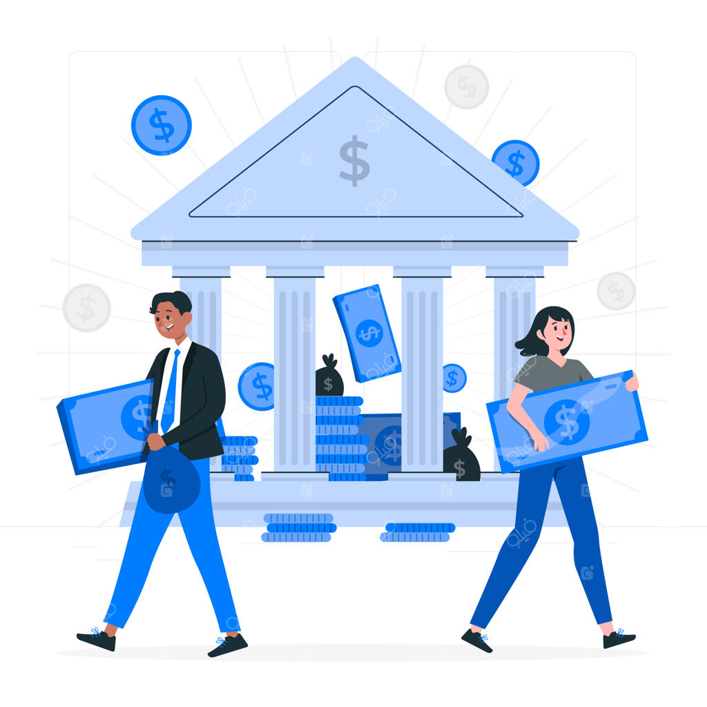 تصویرسازی مفهومی برداشت پول از بانک