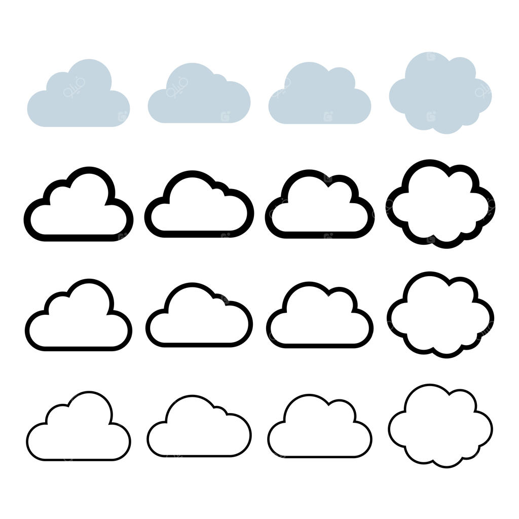 طرح خطی و تخت ابرها با خطوط ضخیم و نازک
