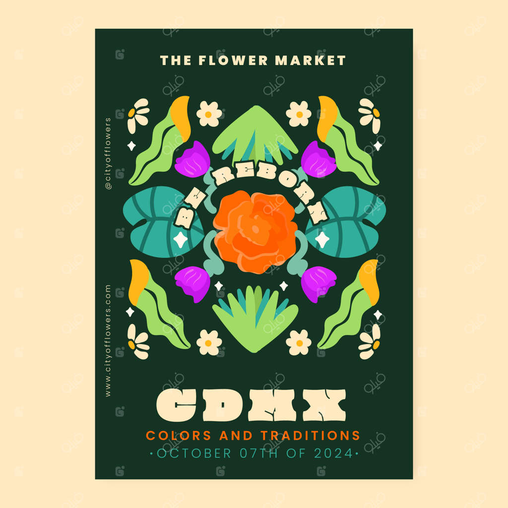 طرح پوستر گل دستی با طرحی جذاب و هنری