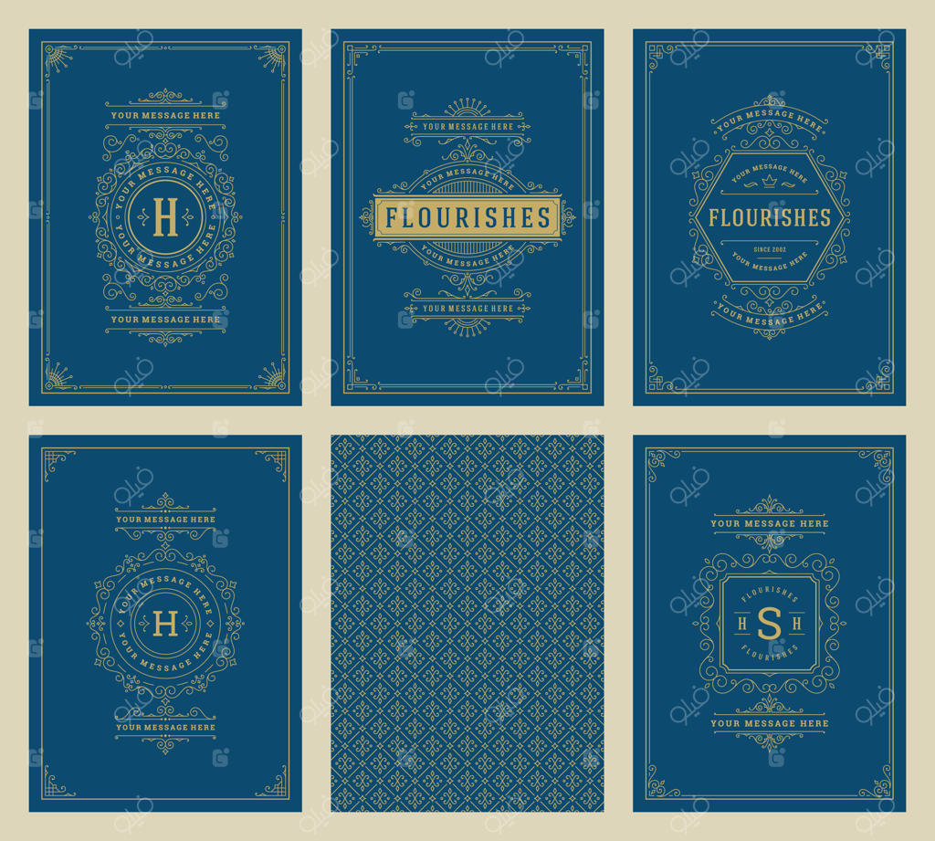 قالب‌های کارت تبریک کلاسیک با تزئینات قدیمی: قاب‌ها و پس‌زمینه‌های تزیینی