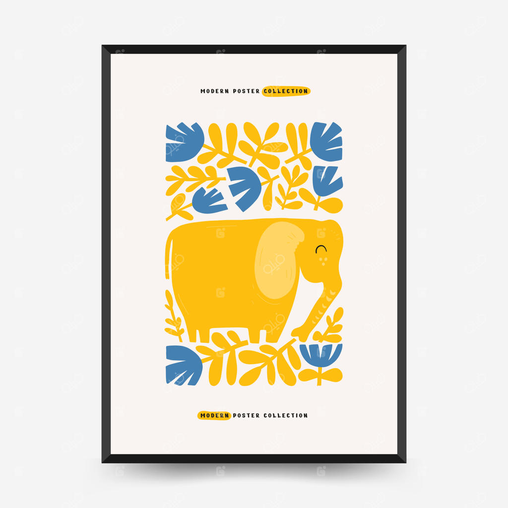 قالب پوستر انتزاعی و مینیمال اتاق کودک با طراحی دستی مدرن و به‌روز