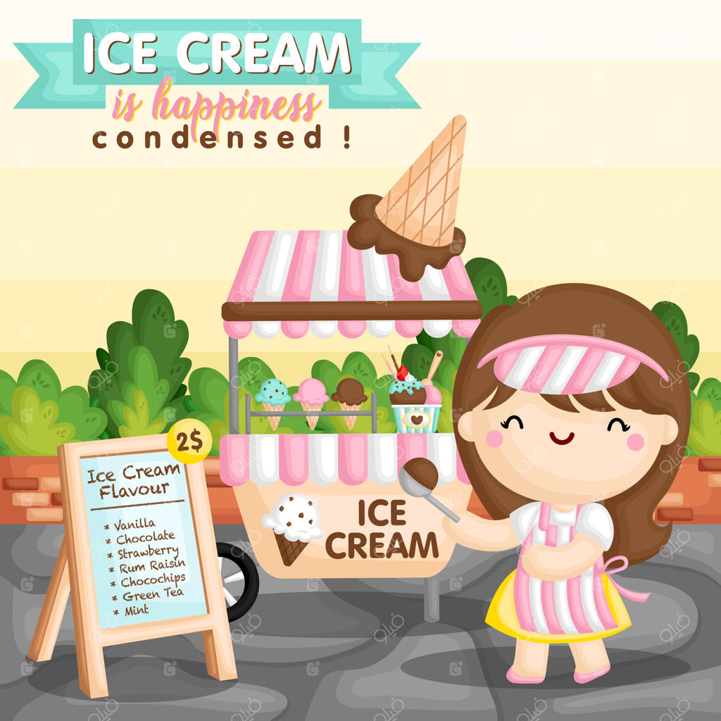 دختر و چرخ بستنی