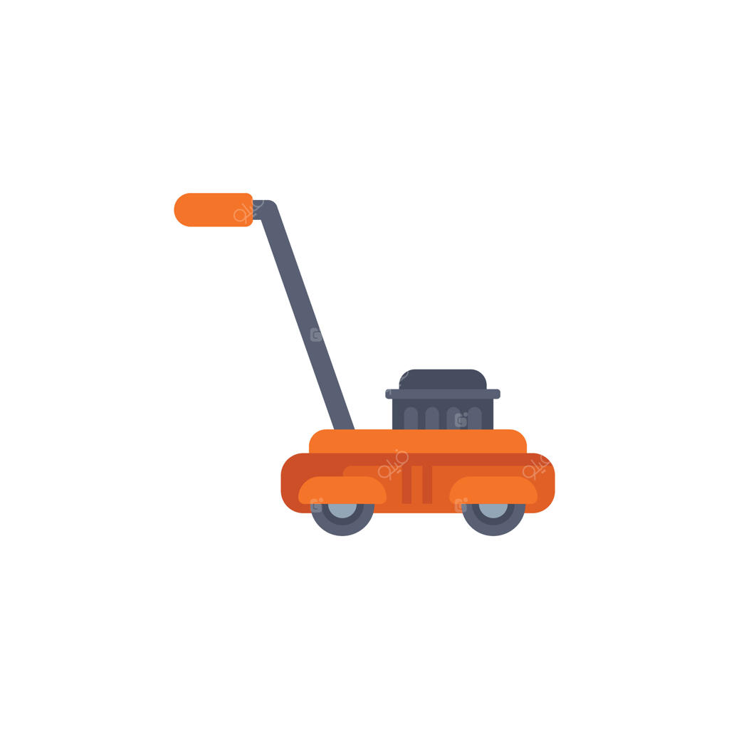 چمن‌زن نارنجی در حال چیدن چمن‌های باغ