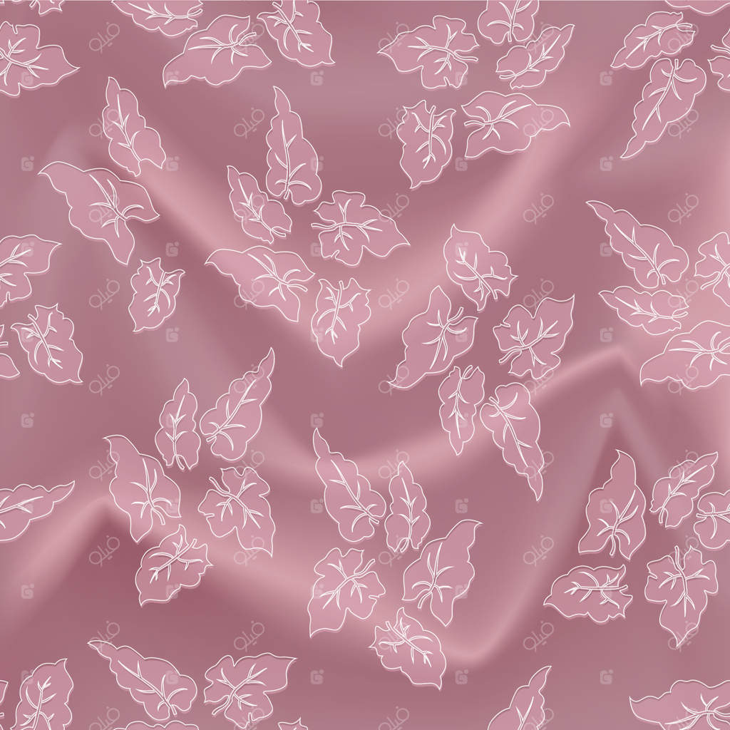 بافت واقع‌گرایانه پس‌زمینه ابریشم صورتی با پترن یکپارچه برگ‌های استوایی. بافت طرح پارچه با نقش گل‌وباغ طبیعی