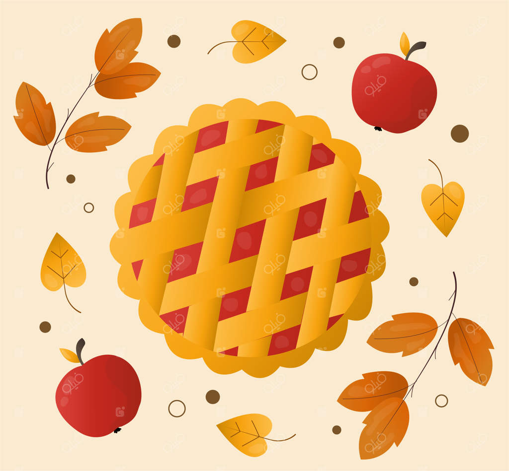 پای خوشمزه در میان سیب‌ها و برگ‌های پاییزی