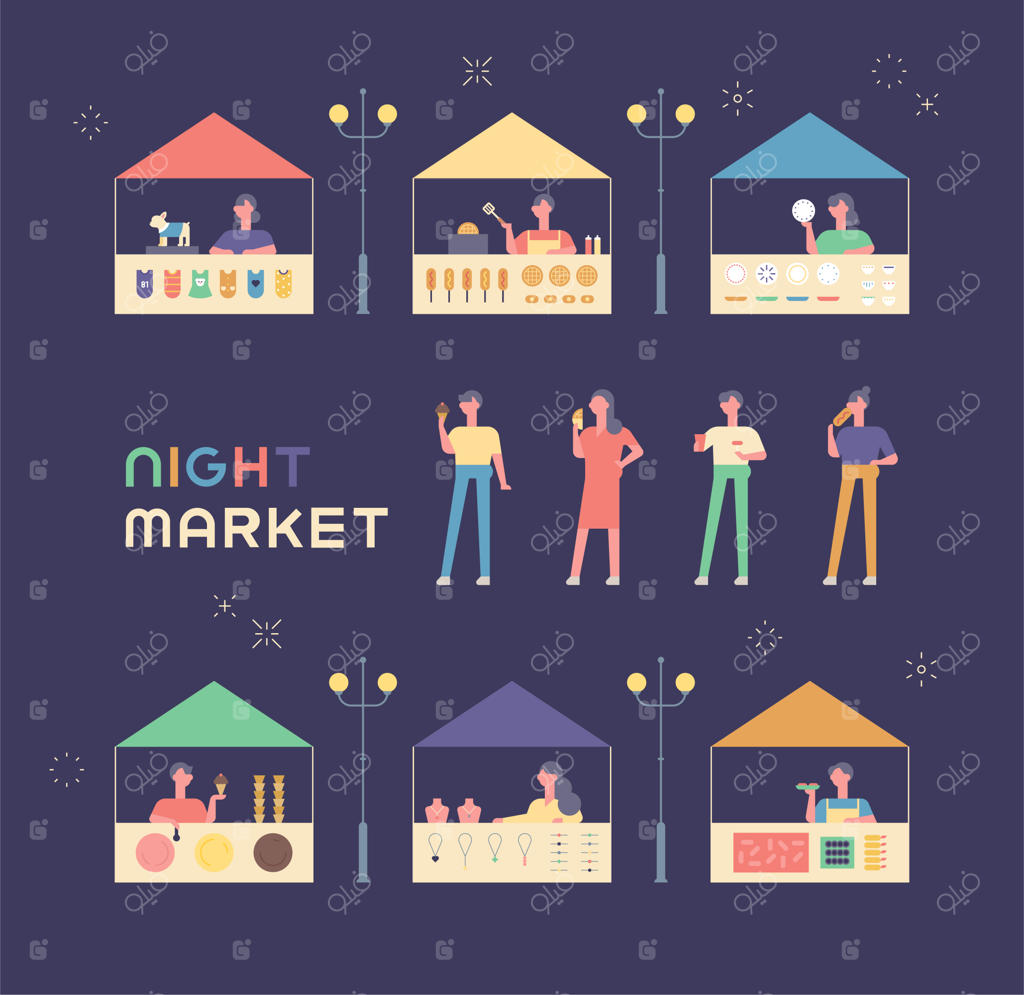 فروشگاه‌ها و بازدیدکنندگان متنوع در بازار دست‌دوم‌فروشی.