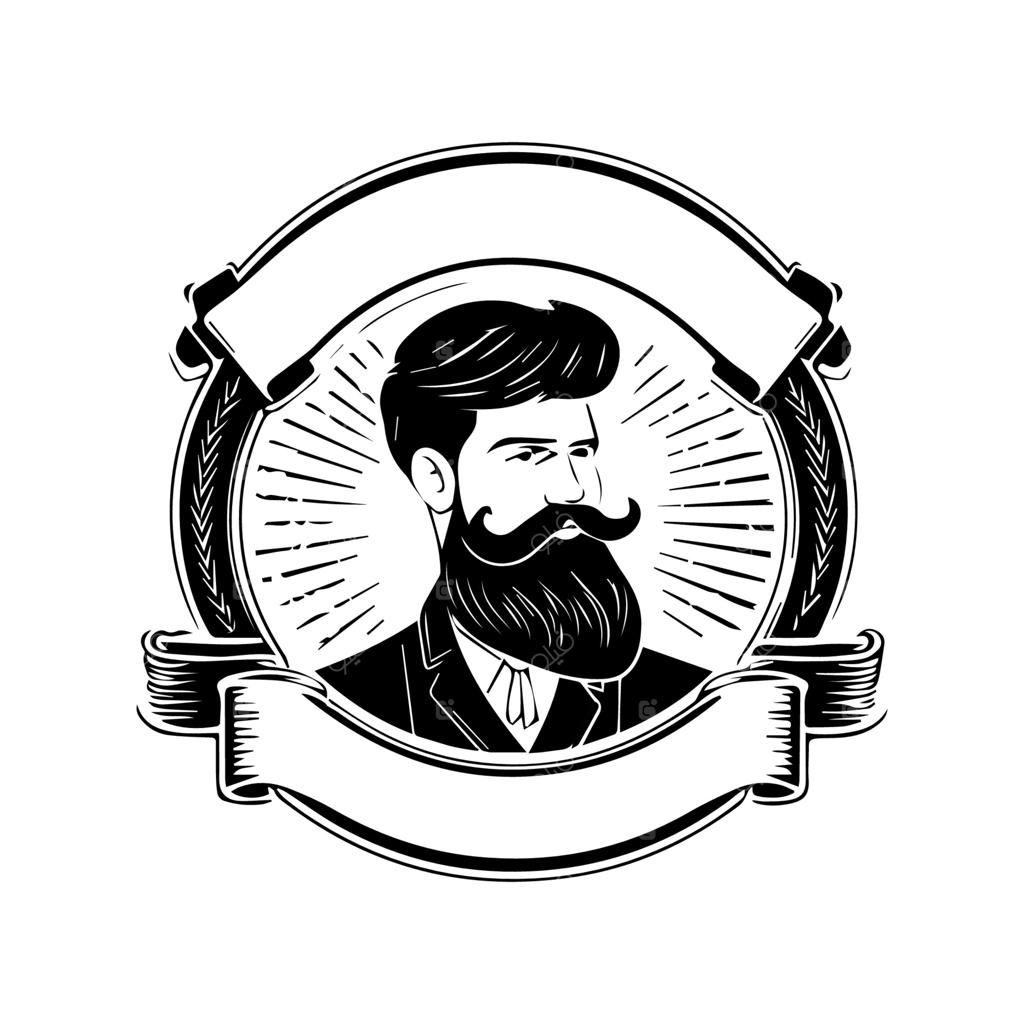 لوگوی آرایشگاه با الهام از نماد کلاسیک و قیچی سنتی، ایده‌آل برای طراحی وینتیج