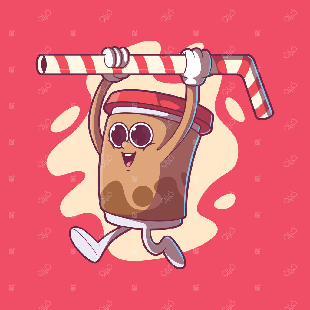 شخصیت قهوه‌ای که نی به دست دارد و می‌دود.