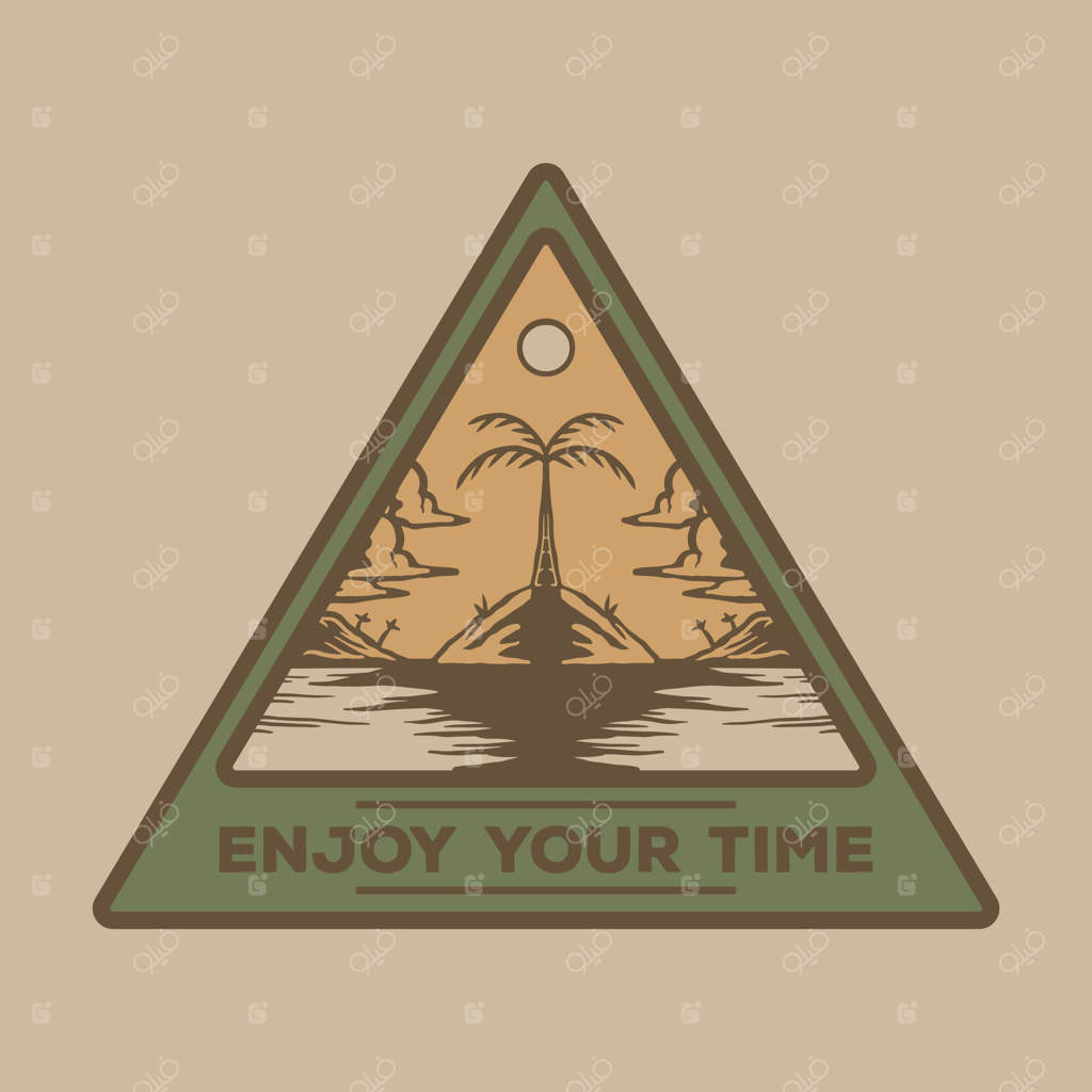 نشان مثلثی از منظره غروب خورشید در ساحل