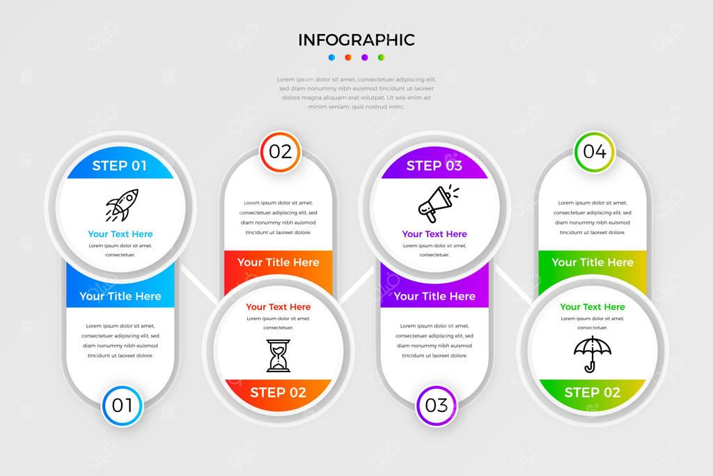 قالب مراحل اینفوگرافیک با گرادیان رنگی