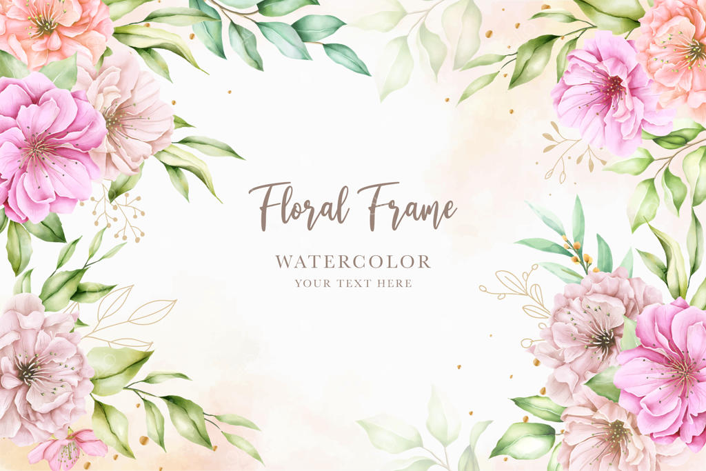 طراحی پس‌زمینه گل‌های شکوفه گیلاس با نقاشی دستی