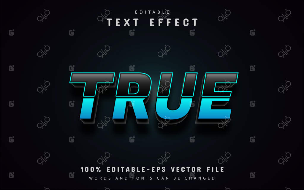 تأثیر متن با گرادیانت آبی واقعی