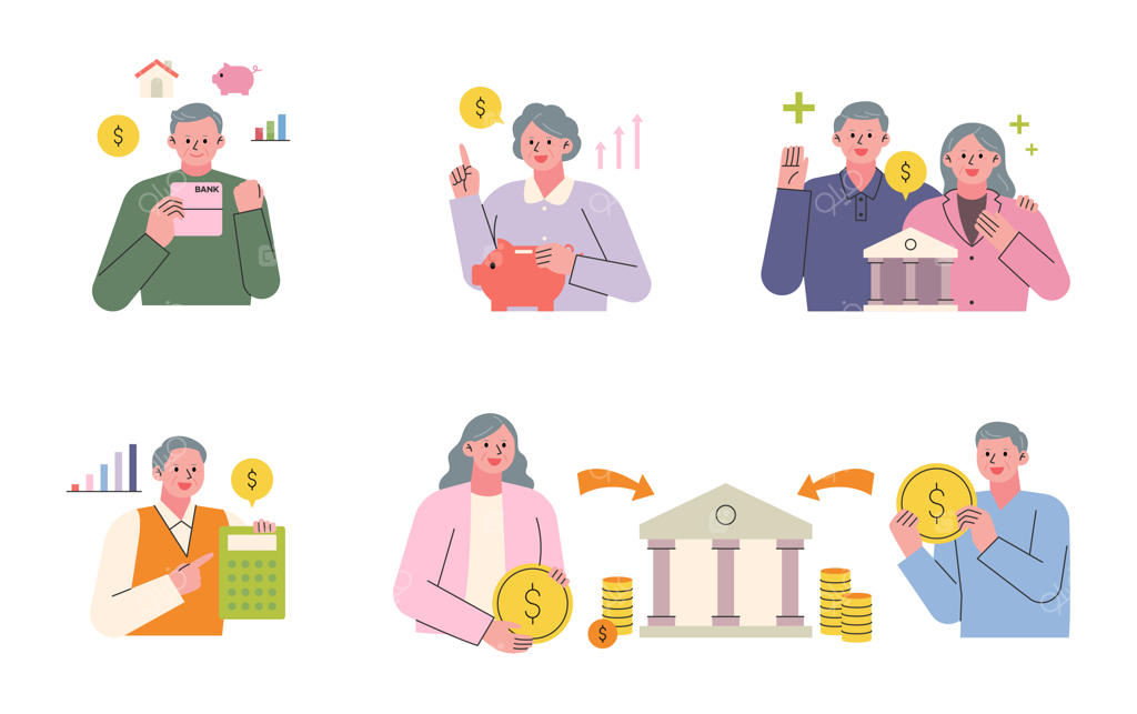افرادی که برای بازنشستگی دارایی جمع می‌کنند: سپرده‌گذاری در بانک و مدیریت ثروت.