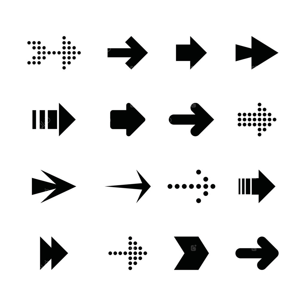 آیکون مجموعه‌ای از فلش‌ها. لوگوی نماد فلش