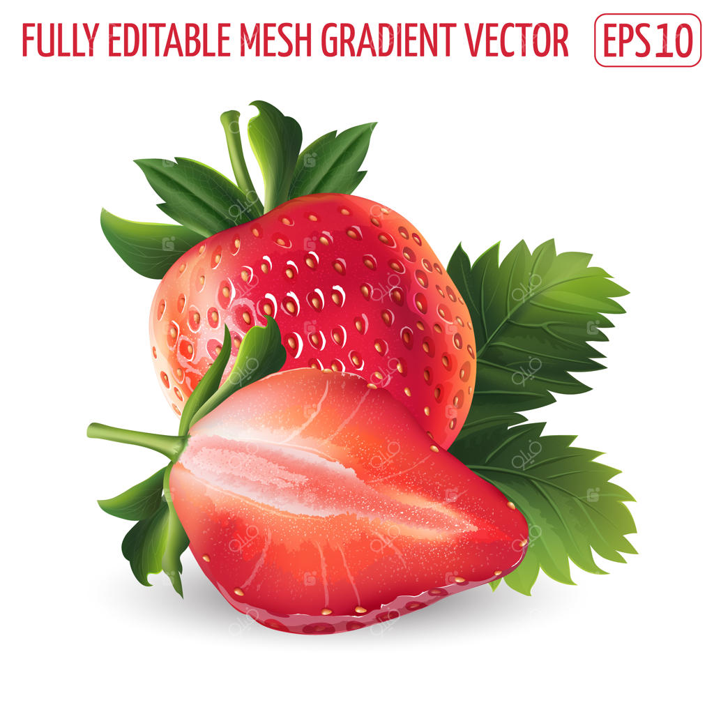 توت‌فرنگی تازه و رسیده - طراحی غذای سالم و تصویرسازی واقع‌گرایانه.