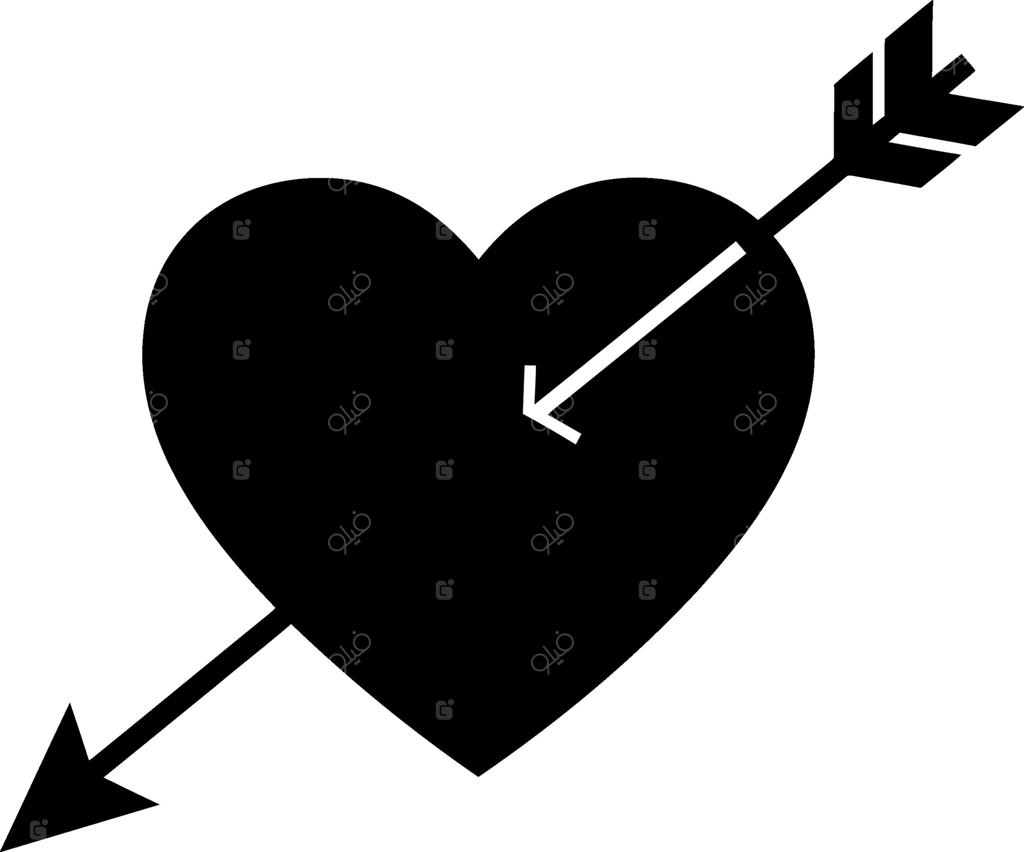 نماد قلب با تیر خورده در سبک هنری ساده و مسطح