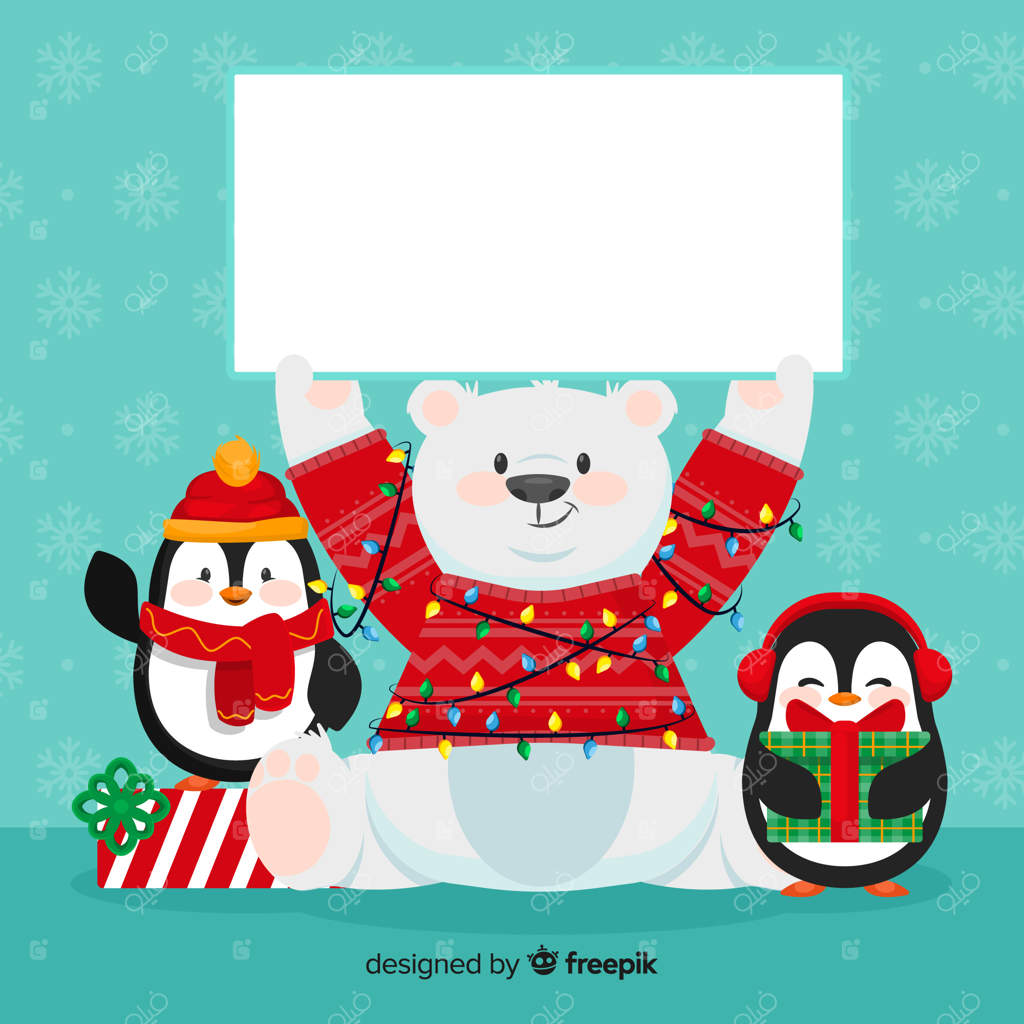 شخصیت کریسمس با کارت سفید خالی در دست