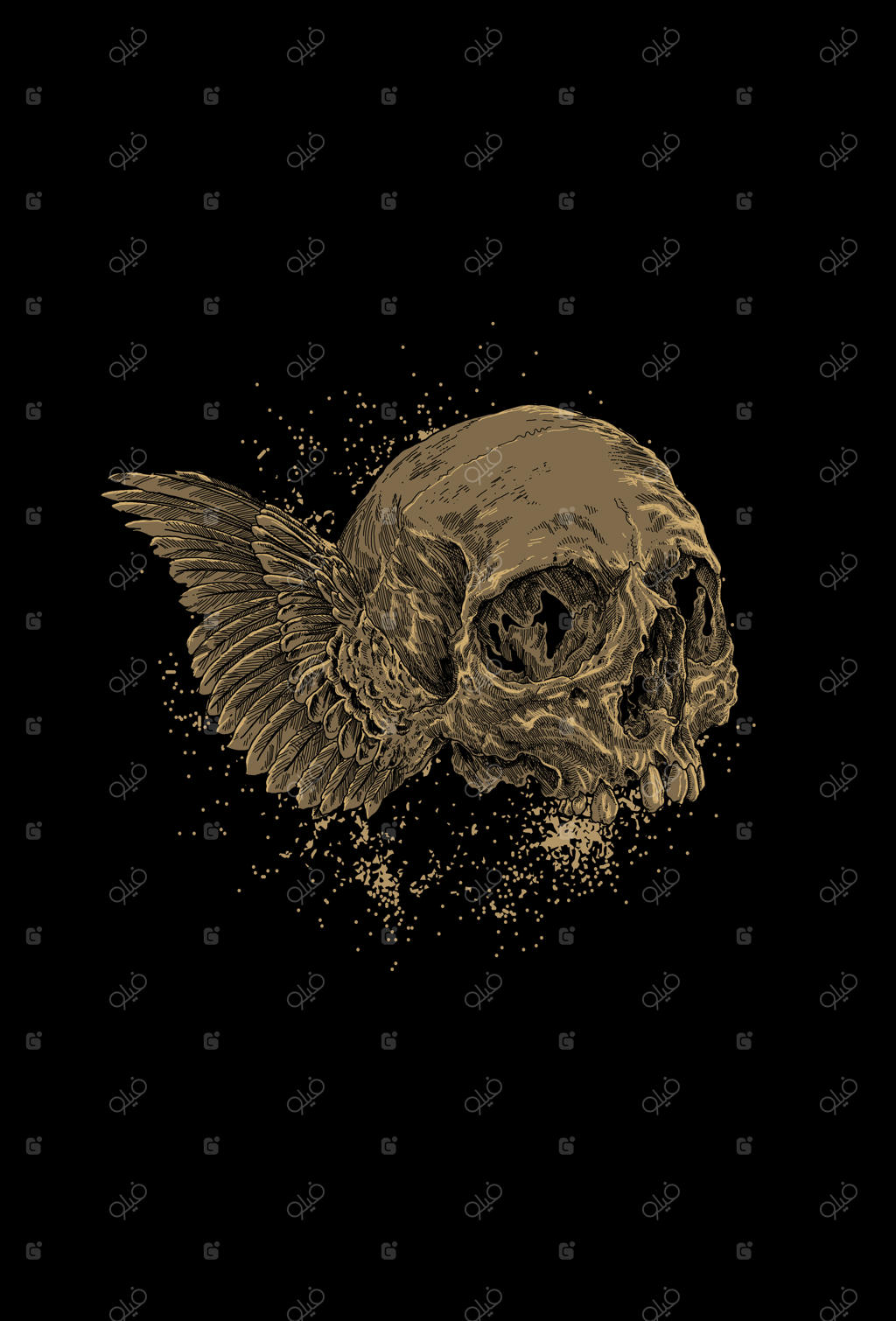 تصویر وکتور جمجمه با بال