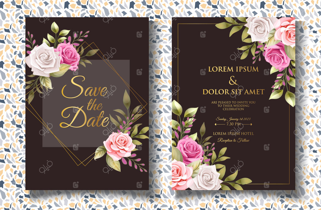 کارت دعوت عروسی گل‌دار زیبا