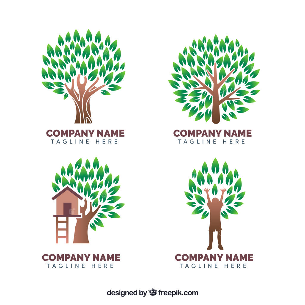 مجموعه لوگوهای درخت به سبک تخت