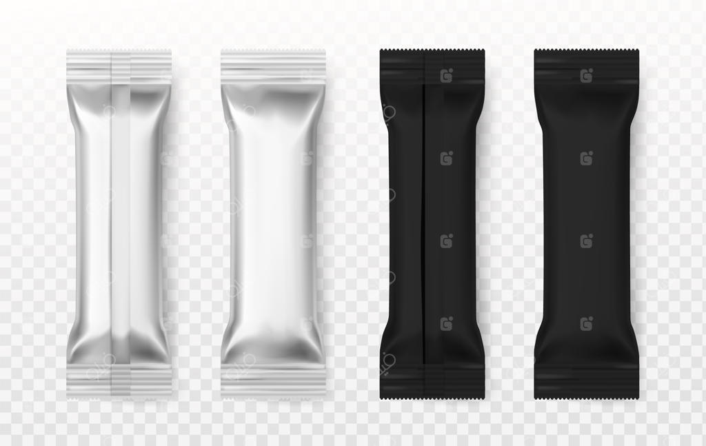 پاکت خالی: مدل‌سازی واقع‌گرایانه بسته‌های سیاه و سفید شکر یا نمک برای محفظه محصولات مختلف - قالب تبلیغاتی و نمای جلویی بسته‌های بسته‌شده، مجموعه‌ای از مدل‌های سه‌بعدی مجزا