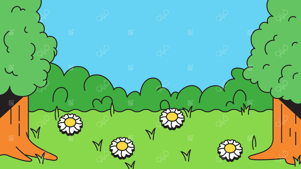 زمینه کارتونی گل‌های باغچه به صورت دست‌کشیده