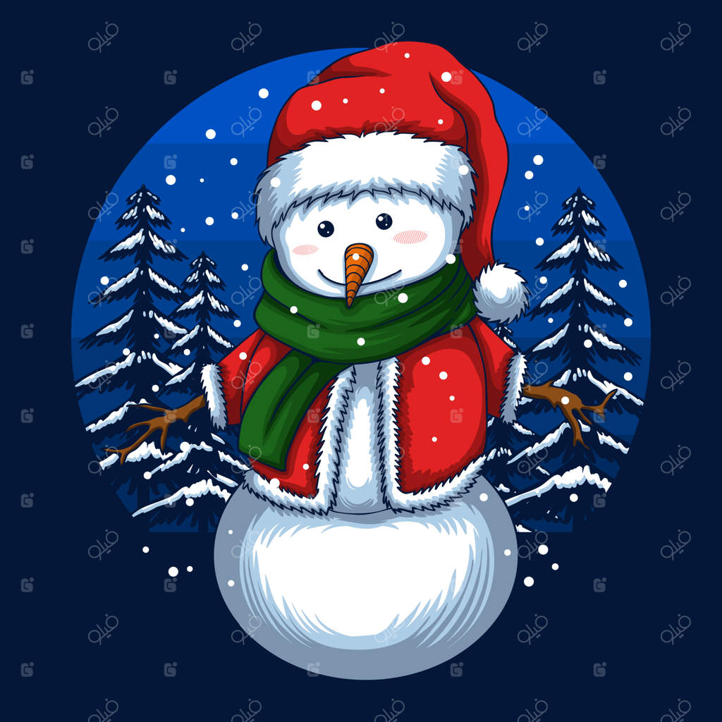تصویرسازی وکتور آدم‌برفی جشن کریسمس